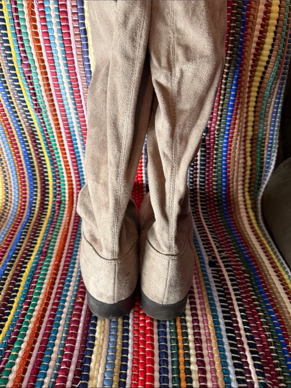 Taupe Over-the-Knee Suede Boots